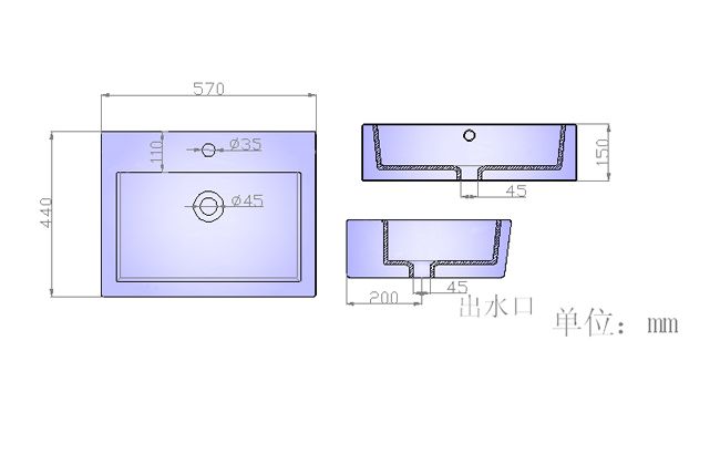 台盆S027产品结构平面图