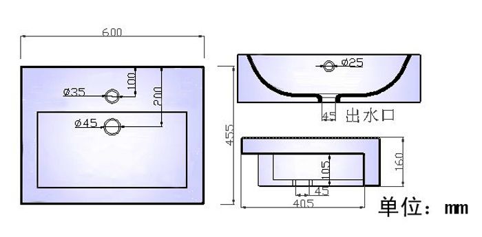 洗面盆S080产品尺寸详细图