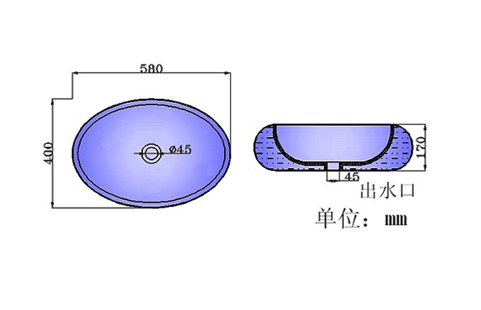 艺术盆S540卫生陶瓷洁具结构详图