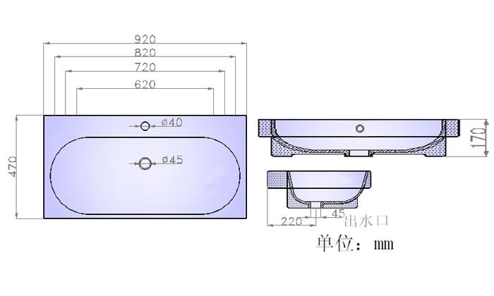 浴室柜盆S1513产品结构详图