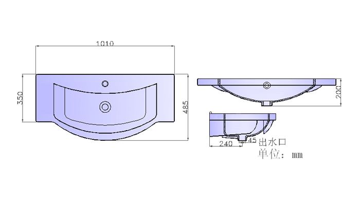 浴室柜洗脸盆S1556产品结构详图