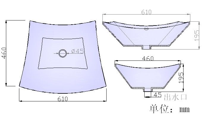 艺术盆S600产品结构平面详图 艺术盆S600产品结构平面详图