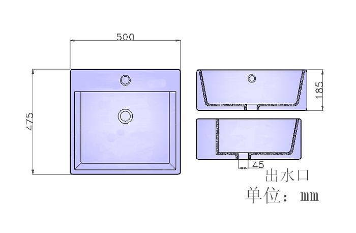 洗面盆S101产品结构平面图