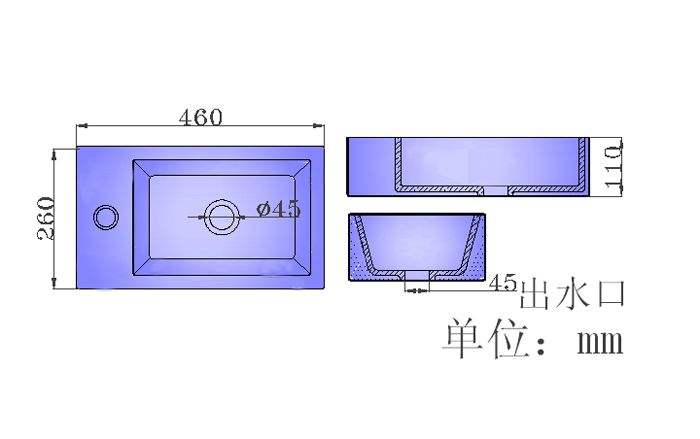 S2027挂盆尺寸结构图