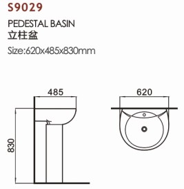 S9029立式洗脸盆尺寸图